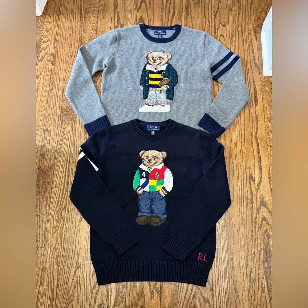 Polo by Ralph Lauren Kids Bear Sweaters - Gray and Navy